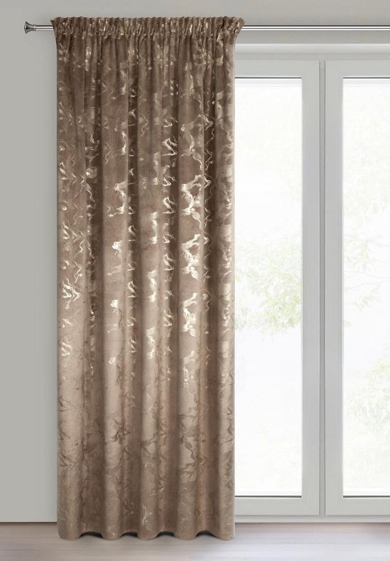 Eurofirany, zasłona gotowa, Raja, na taśmie, 140-270 cm, brązowy