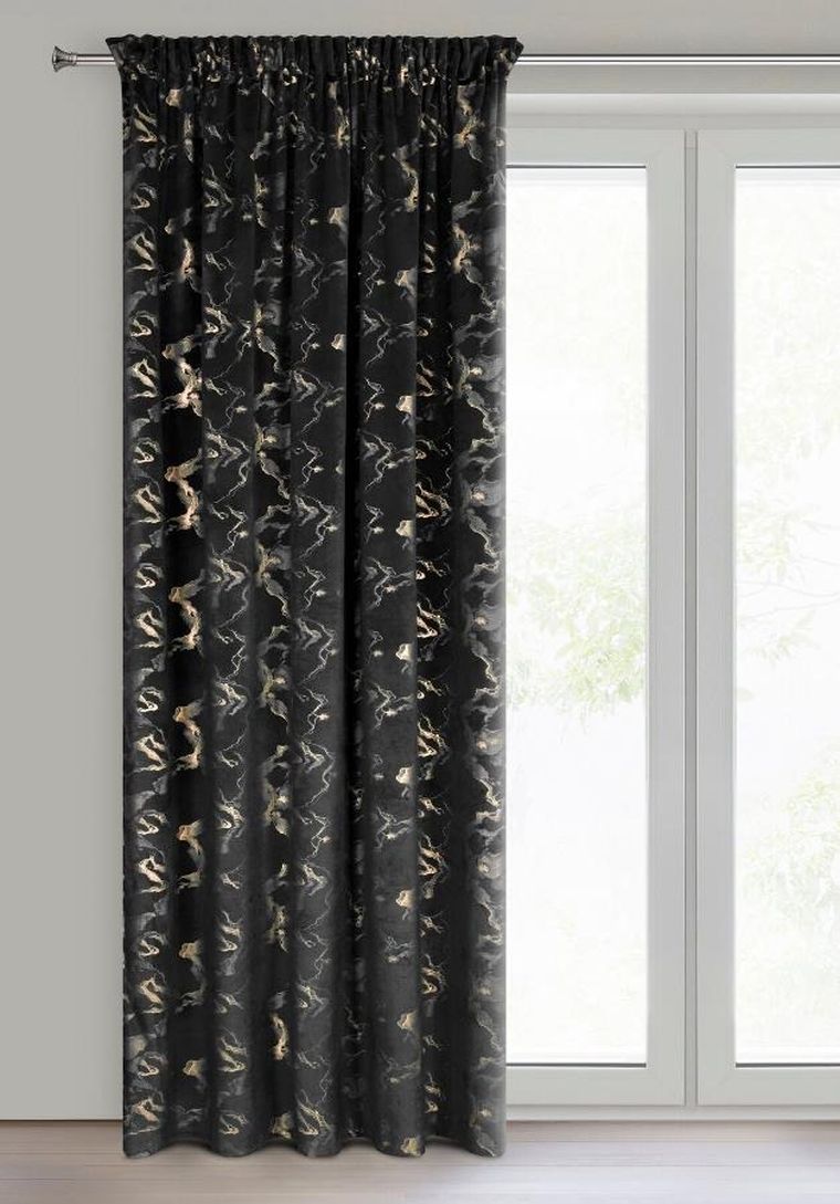 Eurofirany, zasłona gotowa, Raja, na taśmie, 140-270 cm, czarny