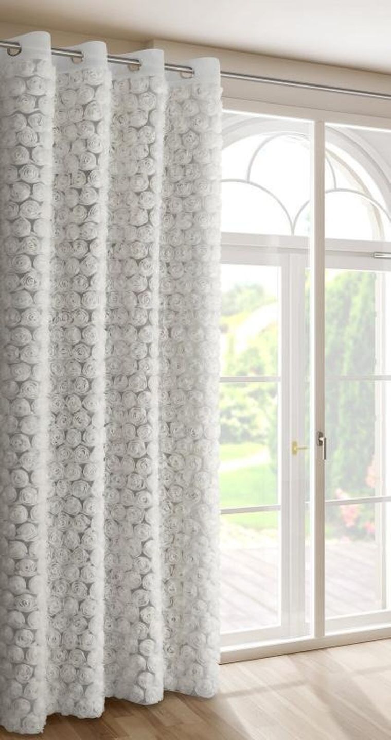 Eurofirany, zasłona gotowa, Roses, 140-250 cm, biały