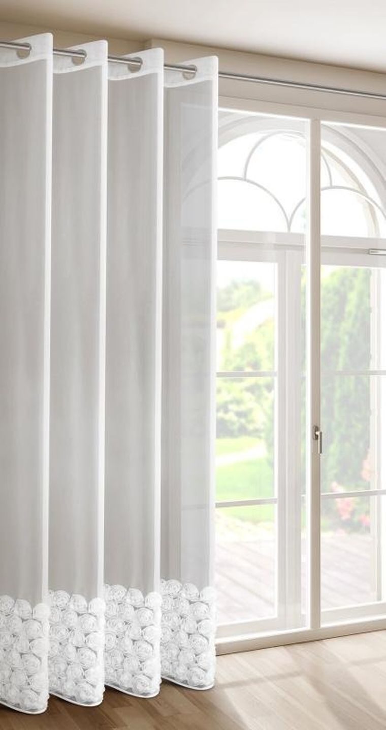 Eurofirany, zasłona gotowa, Roses, 140-250 cm, biały