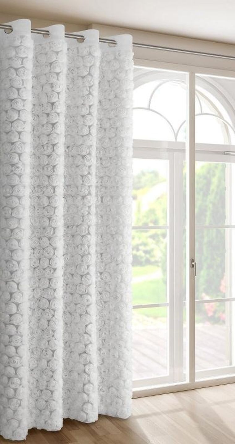 Eurofirany, zasłona gotowa, Roses, 140-250 cm, biały