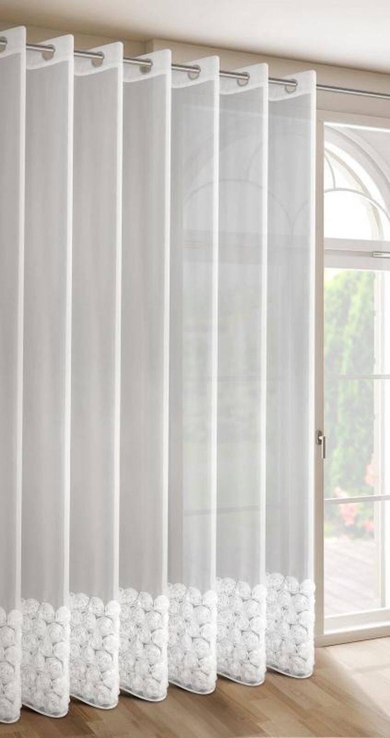 Eurofirany, zasłona gotowa, Roses, 350-250 cm, biały