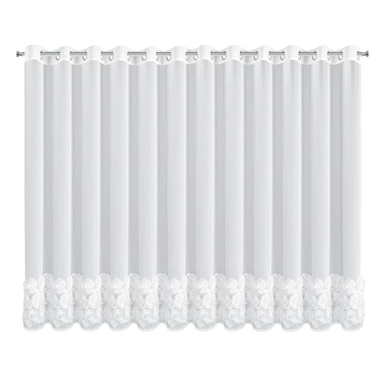 Eurofirany, zasłona gotowa roses 4 350-160 cm, biały