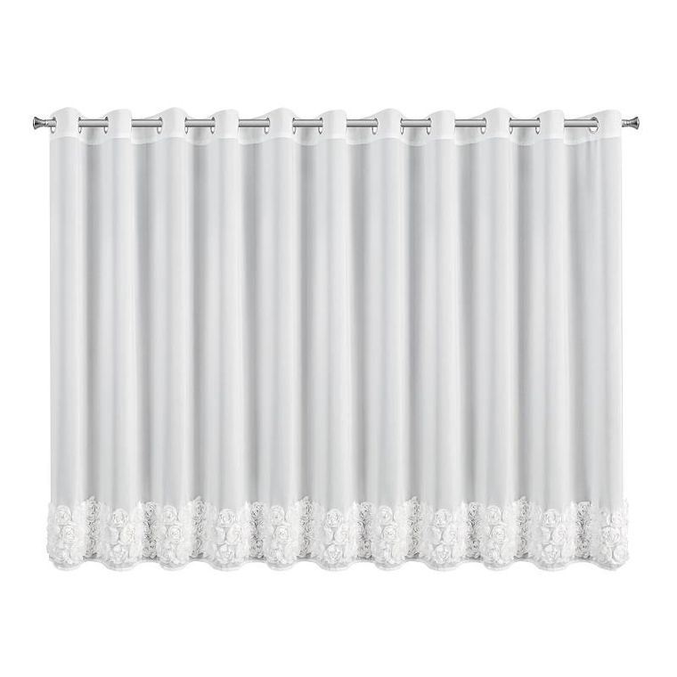 Eurofirany, zasłona gotowa, Roses 8, 400-160 cm, biały