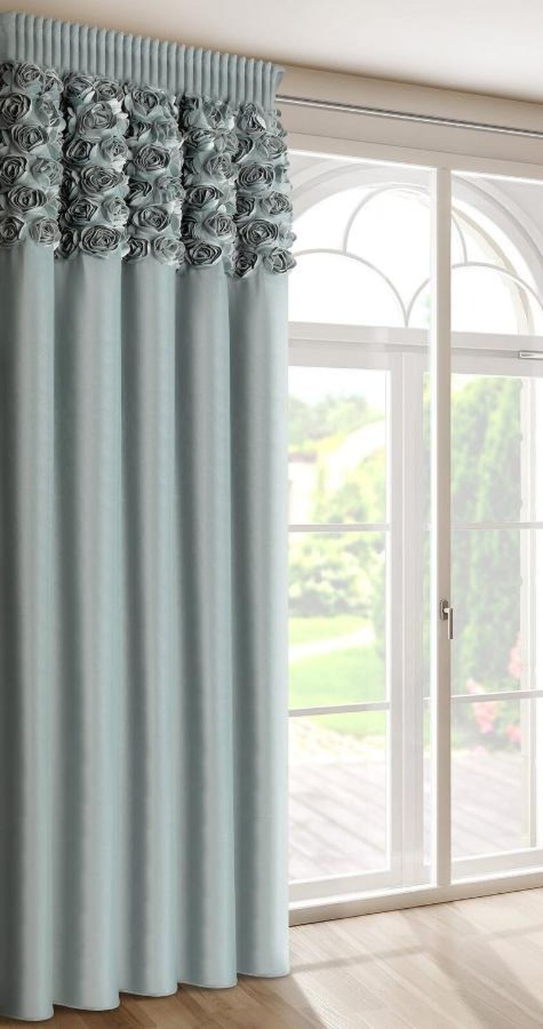 Eurofirany, zasłona gotowa, Roses, na taśmie, 140-270 cm, miętowy