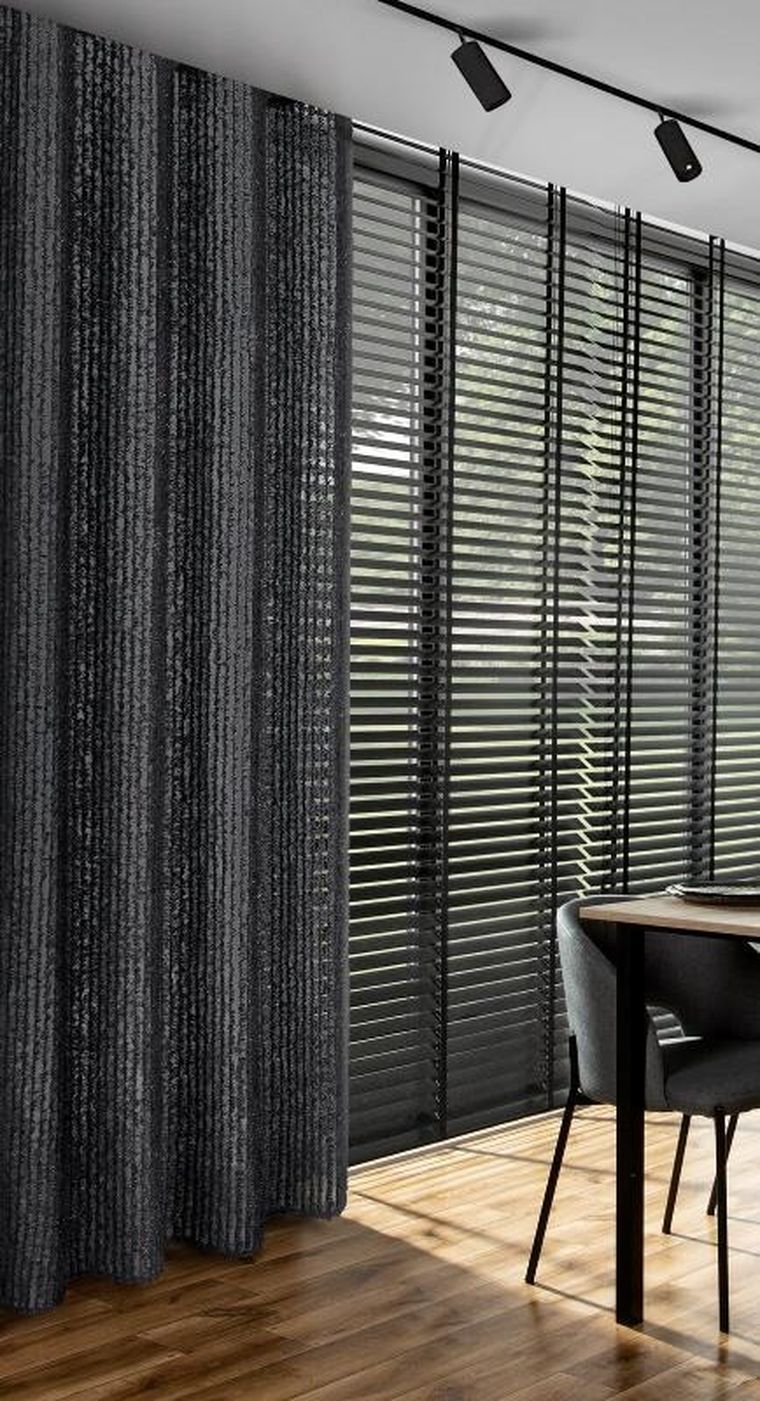 Eurofirany, zasłona gotowa, Selma, 135-250 cm, czarny