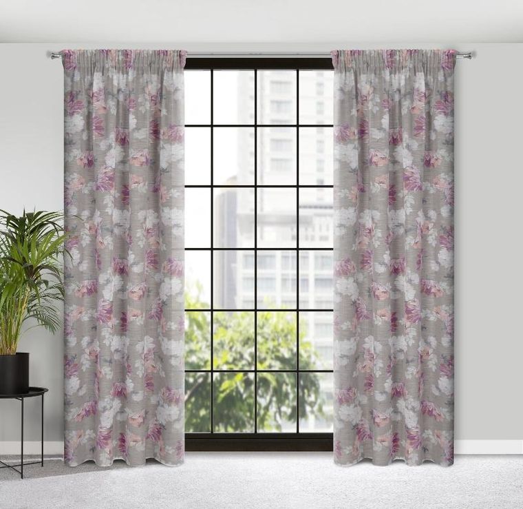 Eurofirany, zasłona gotowa, Sherry, na taśmie, 140-300 cm, srebrny