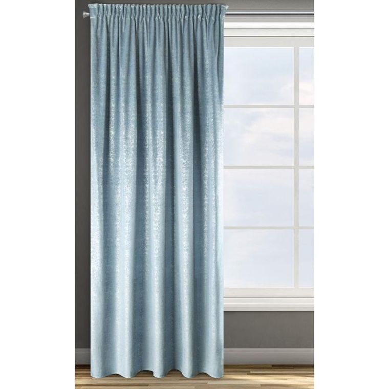 Eurofirany, zasłona zaciemniająca gotowa, D91 Cypr, na taśmie, 140-270 cm, niebieski