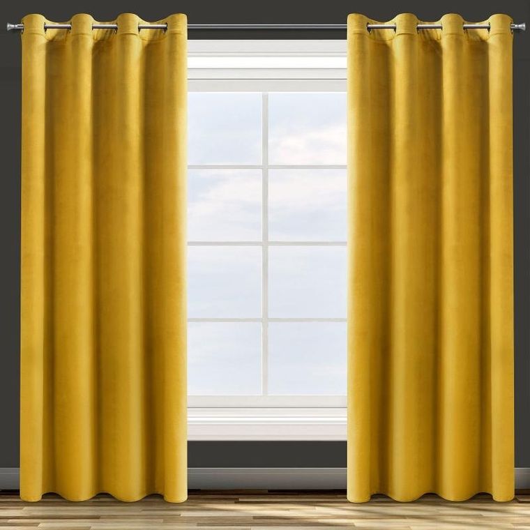 Eurofirany, zasłona zaciemniająca gotowa, D91 Rosa, 140-250 cm, musztardowy