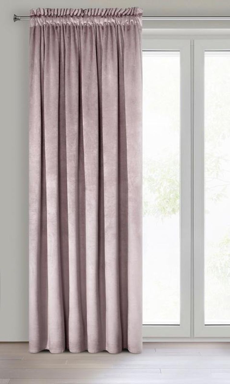 Eurofirany, zasłona zaciemniająca gotowa, d91 rosa na taśmie 135-300 cm, pudrowy