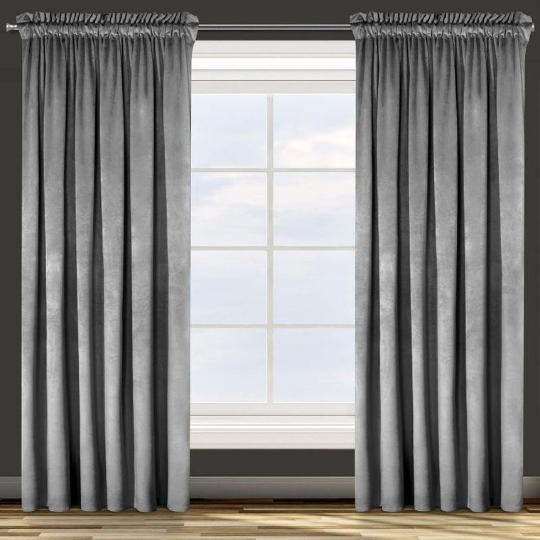 Eurofirany, zasłona zaciemniająca gotowa, d91, Rosa, na taśmie, 135-300 cm, stalowy