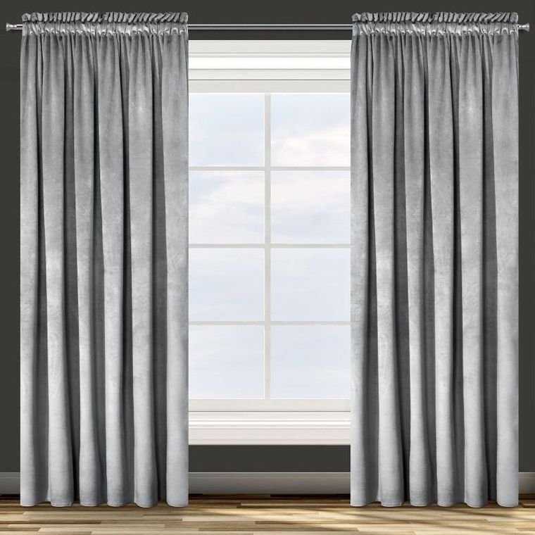 Eurofirany, zasłona zaciemniająca gotowa, d91, Rosa, na taśmie, 135-300 cm, szary