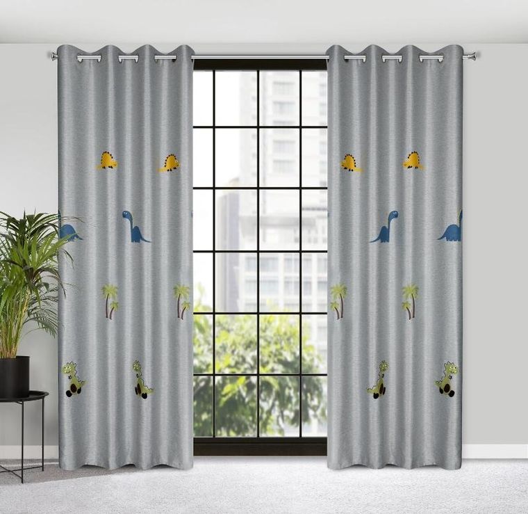 Eurofirany, zasłona zaciemniająca gotowa, dino, 140-250 cm, srebrny