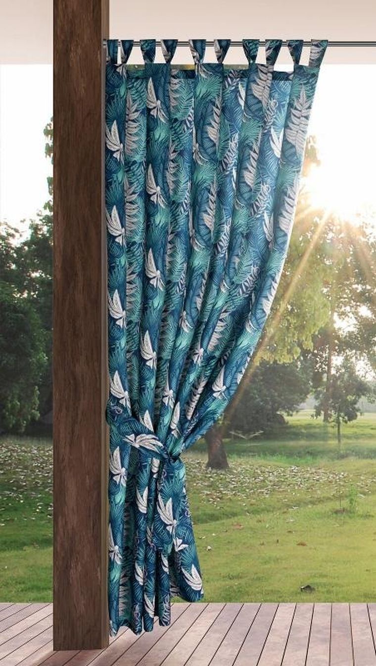 Eurofirany, zasłona zaciemniająca gotowa, Garden, na szelkach, 155-220 cm, turkusowy