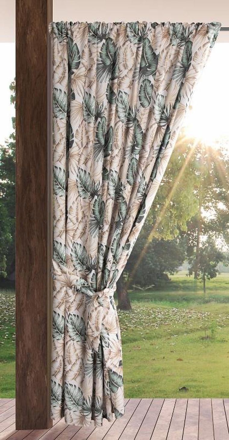 Eurofirany, zasłona zaciemniająca gotowa, Garden, na taśmie, 155-200 cm, beżowy