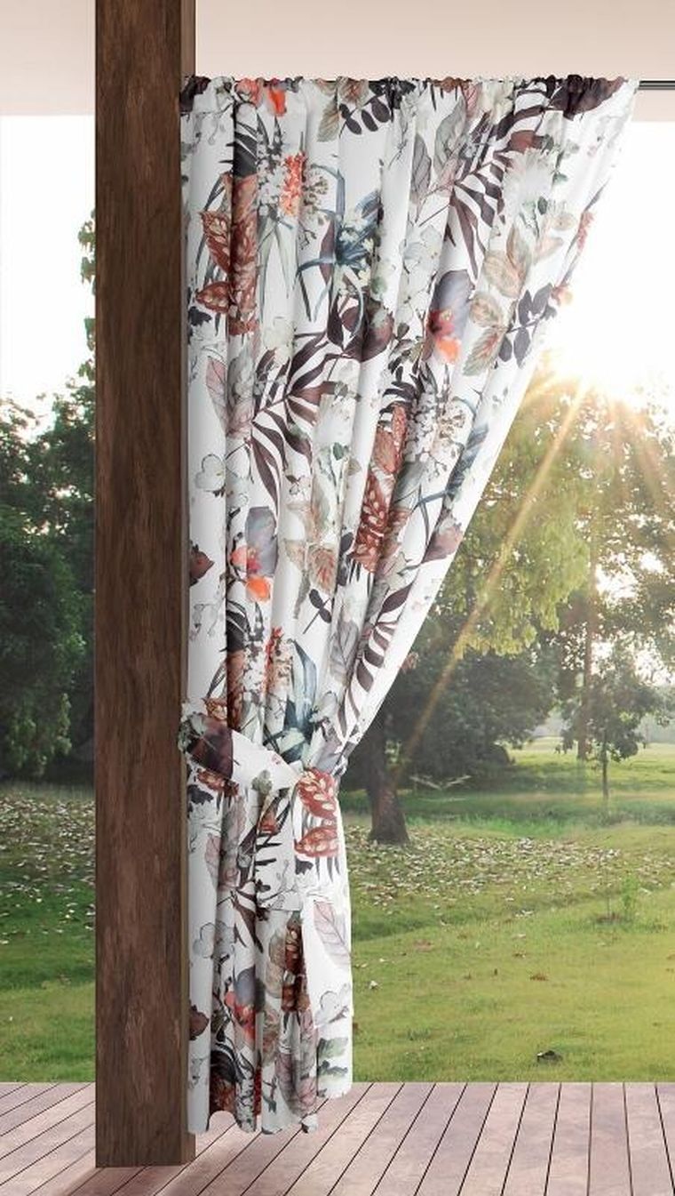 Eurofirany, zasłona zaciemniająca gotowa, Garden, na taśmie, 155-200 cm, biały