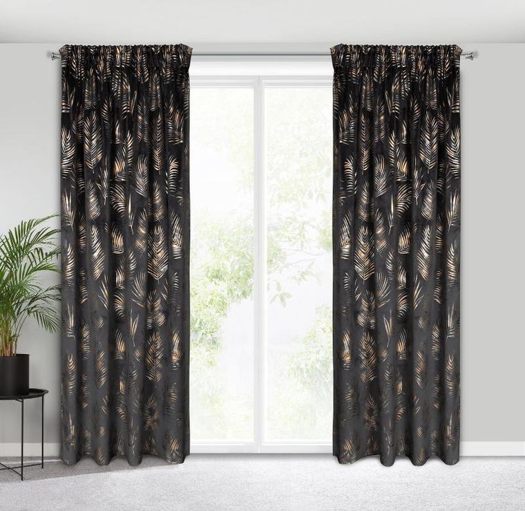 Eurofirany, zasłona zaciemniająca gotowa, Gloria, na taśmie 140-300 cm, czarny