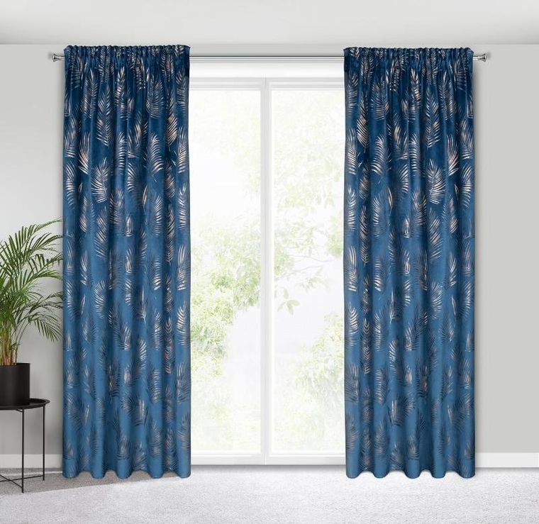 Eurofirany, zasłona zaciemniająca gotowa, Gloria, na taśmie, 140-300 cm, granatowy