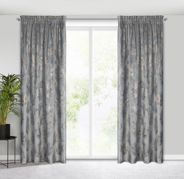 Eurofirany, zasłona zaciemniająca gotowa, Gloria, na taśmie 140-300 cm, stalowy