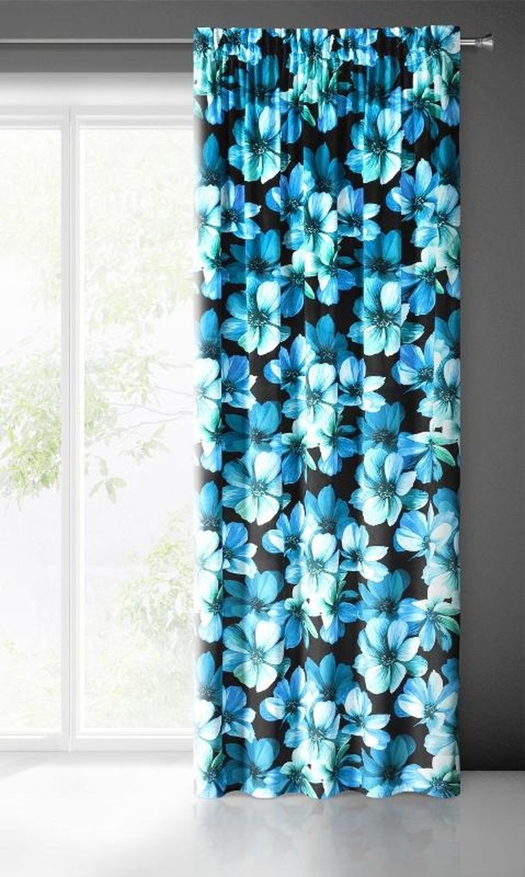 Eurofirany, zasłona zaciemniająca gotowa, Kleo, na taśmie, 140-270 cm, niebieski