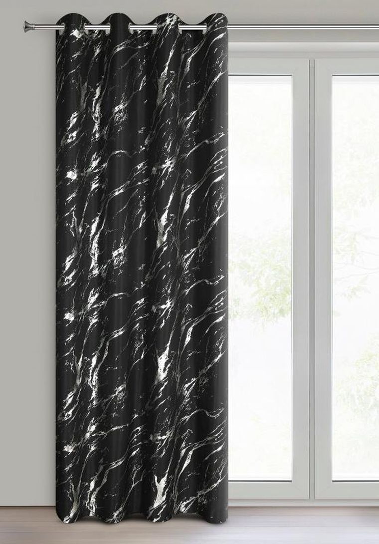 Eurofirany, zasłona zaciemniająca gotowa, Lani, 140-250 cm, czarny