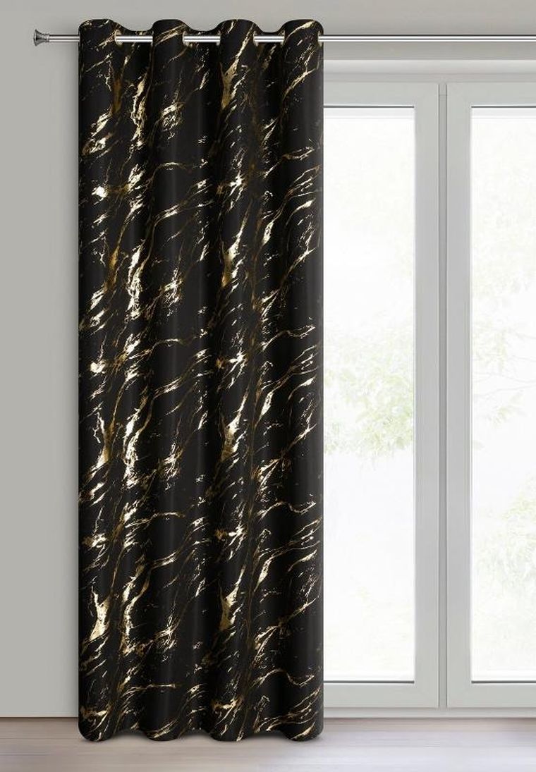 Eurofirany, zasłona zaciemniająca gotowa, Lani, 140-250 cm, czarny