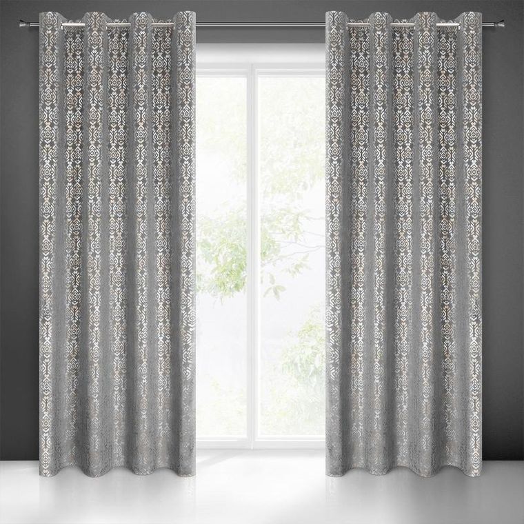 Eurofirany, zasłona zaciemniająca gotowa, laura, 140-250 cm, stalowy