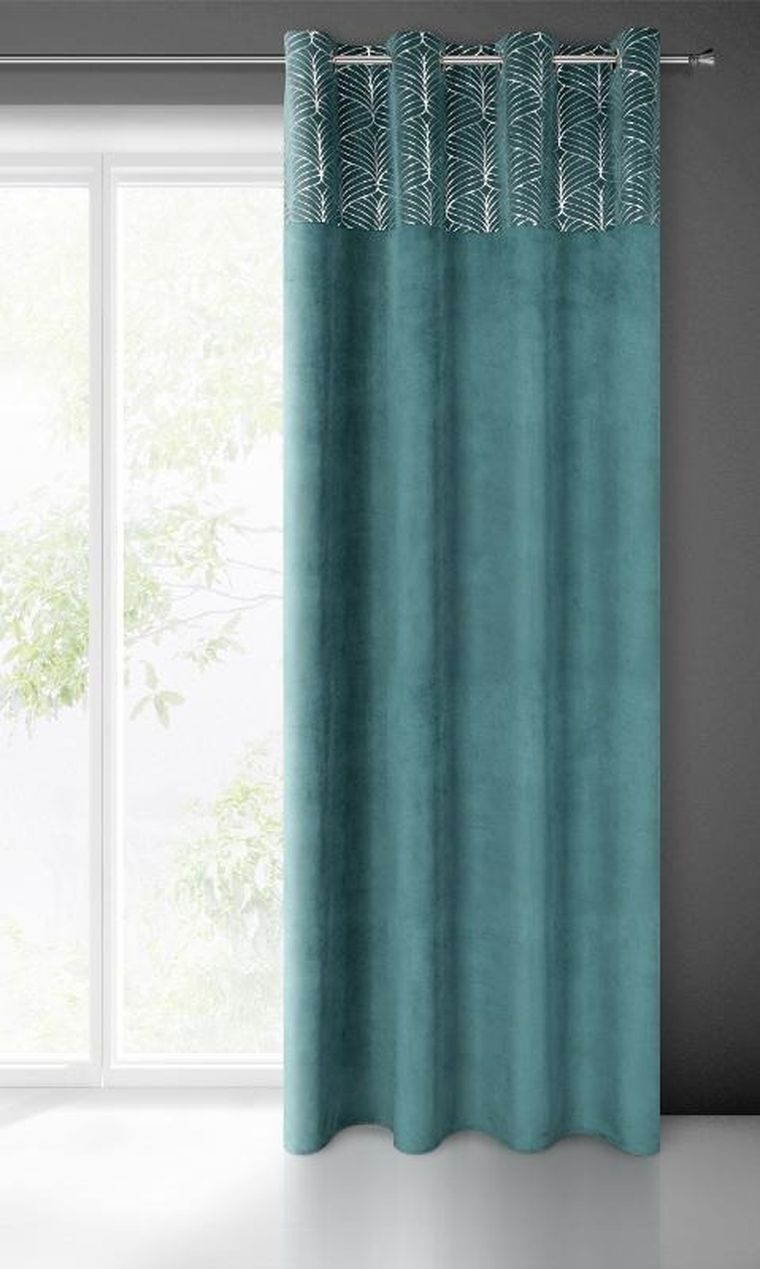Eurofirany, zasłona zaciemniająca gotowa, Lindi, 140-250 cm, turkusowy