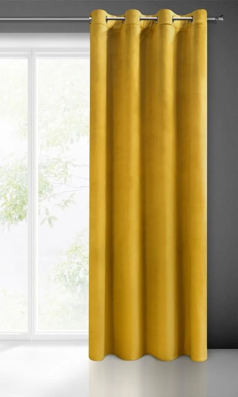 Eurofirany, zasłona zaciemniająca gotowa, Melanie, 140-250 cm, musztardowy