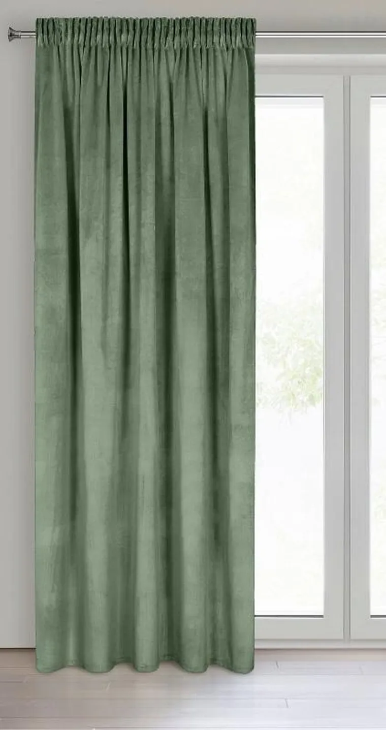 Eurofirany, zasłona zaciemniająca gotowa, Melanie, na taśmie, 140-270 cm, ciemnomiętowy