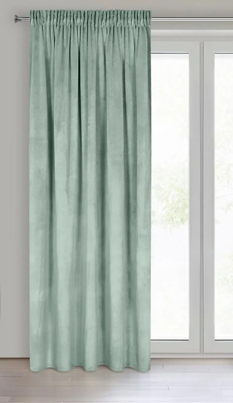 Eurofirany, zasłona zaciemniająca gotowa, Melanie, na taśmie, 140-270 cm, jasnomiętowy