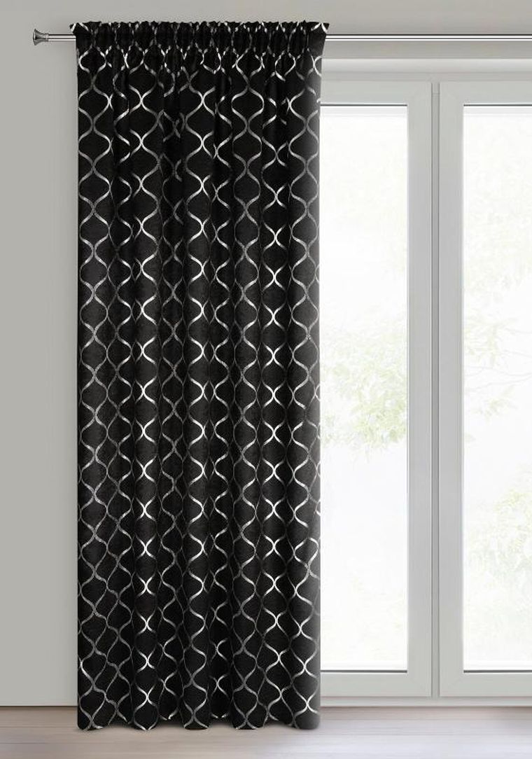 Eurofirany, zasłona zaciemniająca gotowa, mili na taśmie, 140-270 cm, czarny