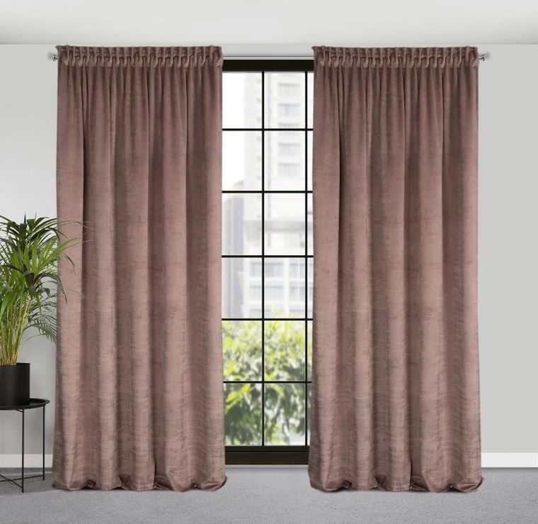 Eurofirany, zasłona zaciemniająca gotowa, na taśmie, Air, 140-270 cm, pudrowy róż