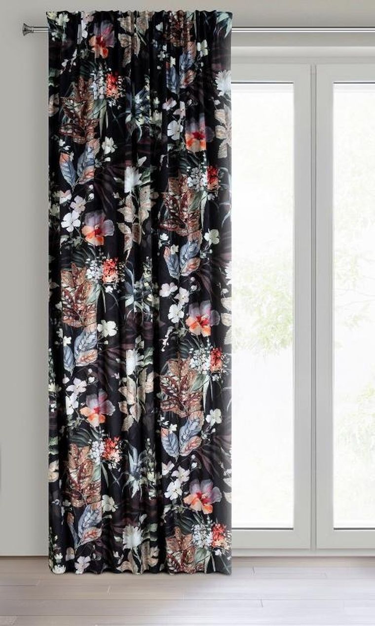 Eurofirany, zasłona zaciemniająca gotowa, na taśmie, Alani, 140-270 cm, czarny