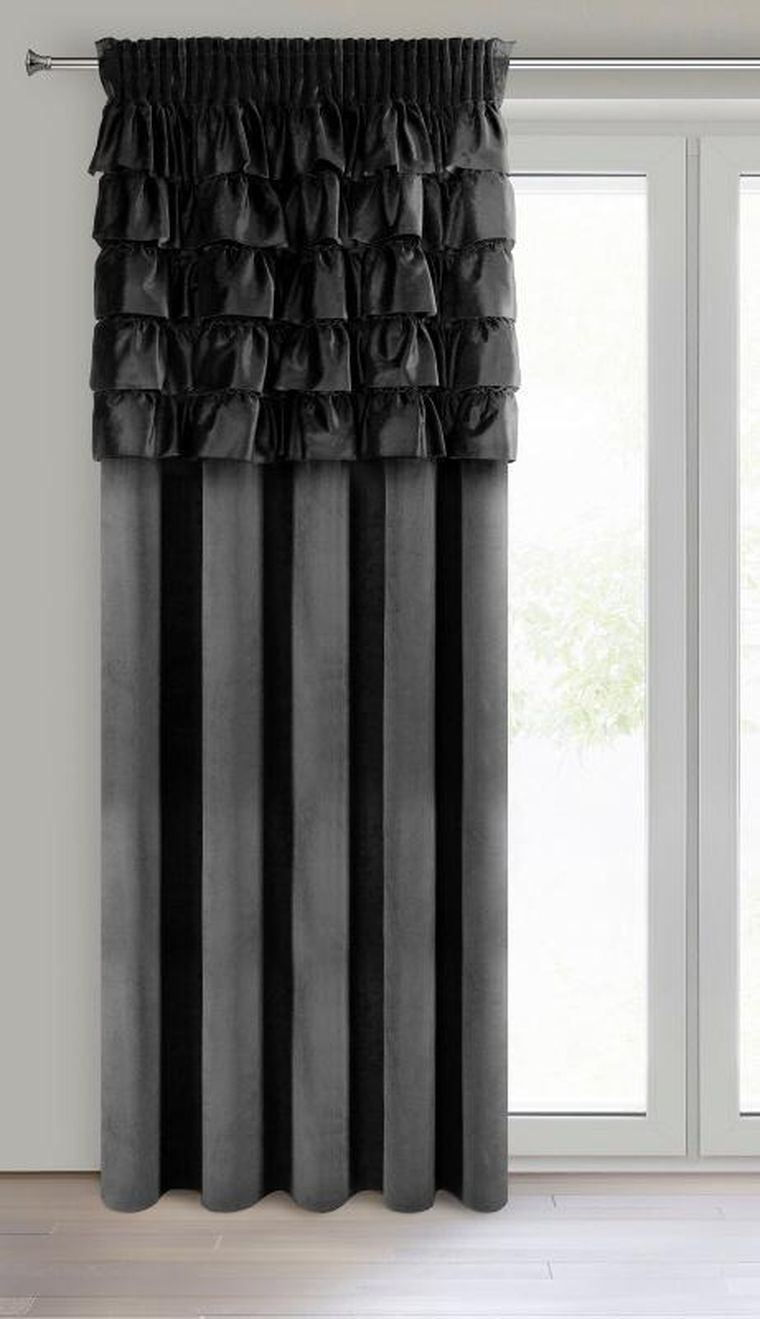 Eurofirany, zasłona zaciemniająca gotowa, na taśmie, Aura, 140-270 cm, czarny