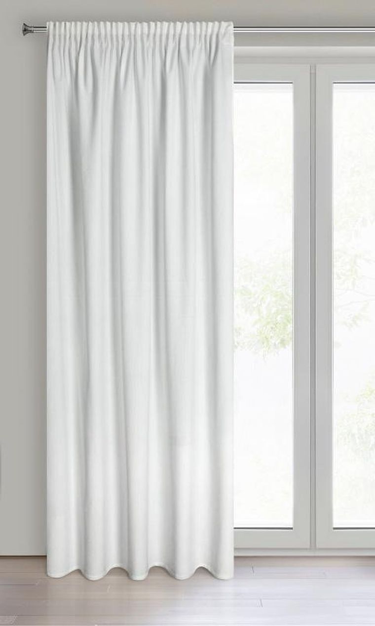 Eurofirany, zasłona zaciemniająca gotowa, na taśmie, d91 rosa, 140-270 cm, biały