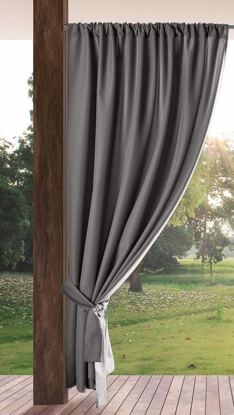 Eurofirany, zasłona zaciemniająca gotowa, na taśmie, Garden, 155-200 cm, stalowy