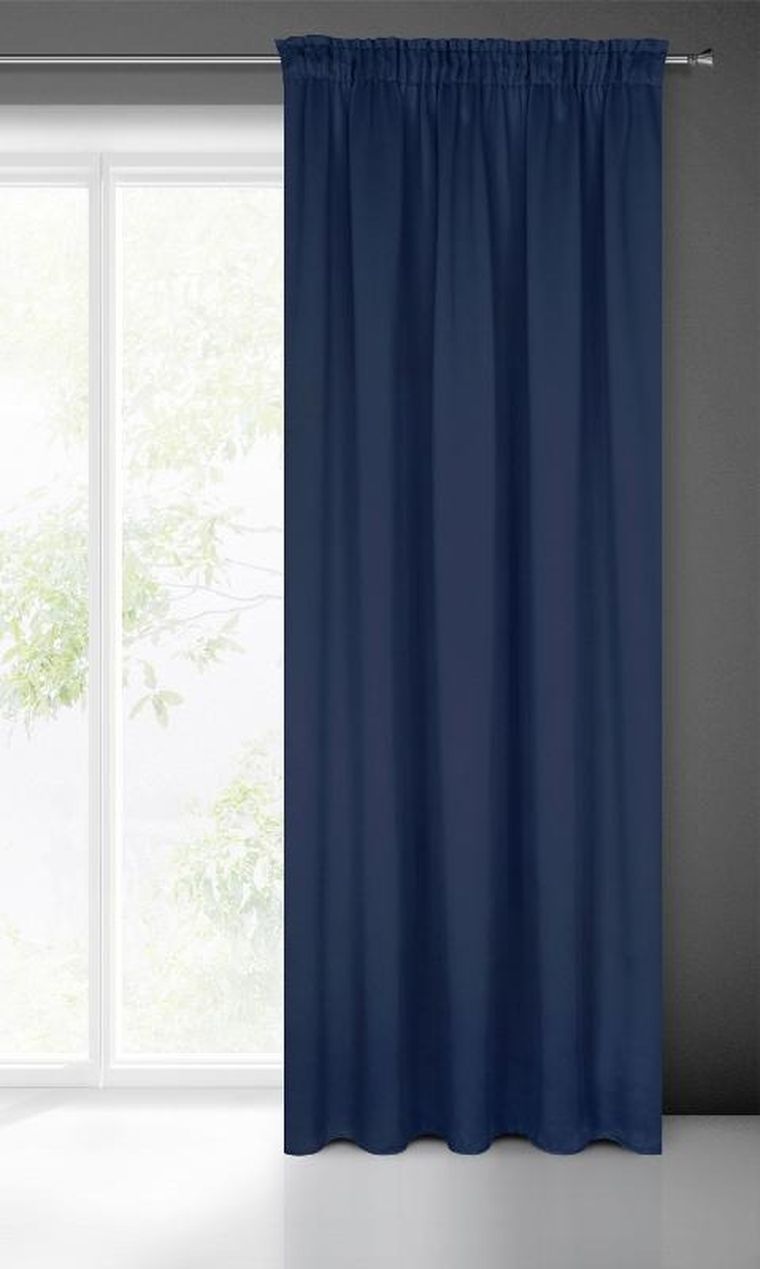 Eurofirany, zasłona zaciemniająca gotowa, na taśmie, Logan, 140-270 cm, granatowy