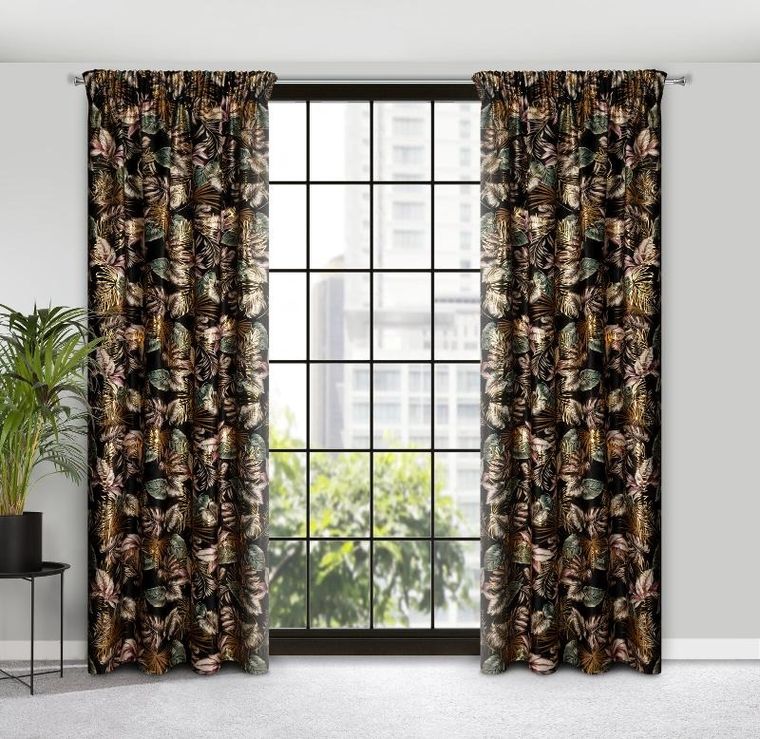 Eurofirany, zasłona zaciemniająca gotowa, na taśmie, Maroko, 140-270 cm, czarny