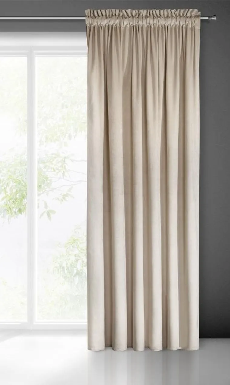 Eurofirany, zasłona zaciemniająca gotowa, na taśmie, Melanie, 140-270 cm, beżowy