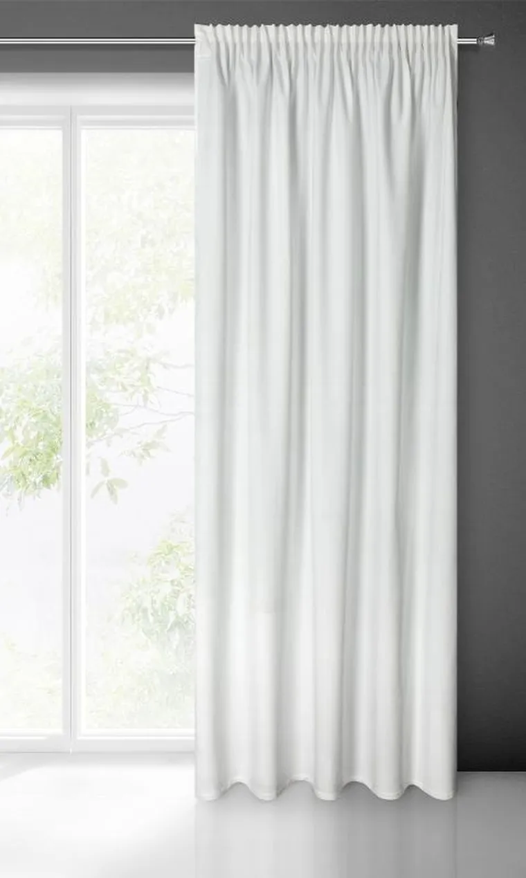 Eurofirany, zasłona zaciemniająca gotowa, na taśmie, Melanie, 140-270 cm, biały