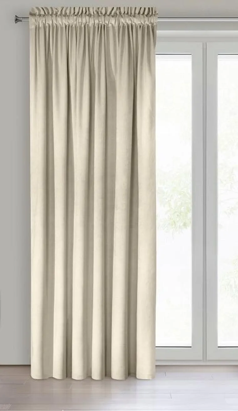 Eurofirany, zasłona zaciemniająca gotowa, na taśmie, Melanie, 140-270 cm, kremowy