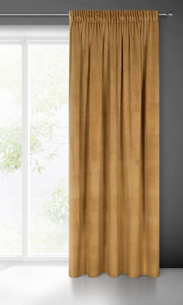 Eurofirany, zasłona zaciemniająca gotowa, na taśmie, Melanie, 140-270 cm, miodowy