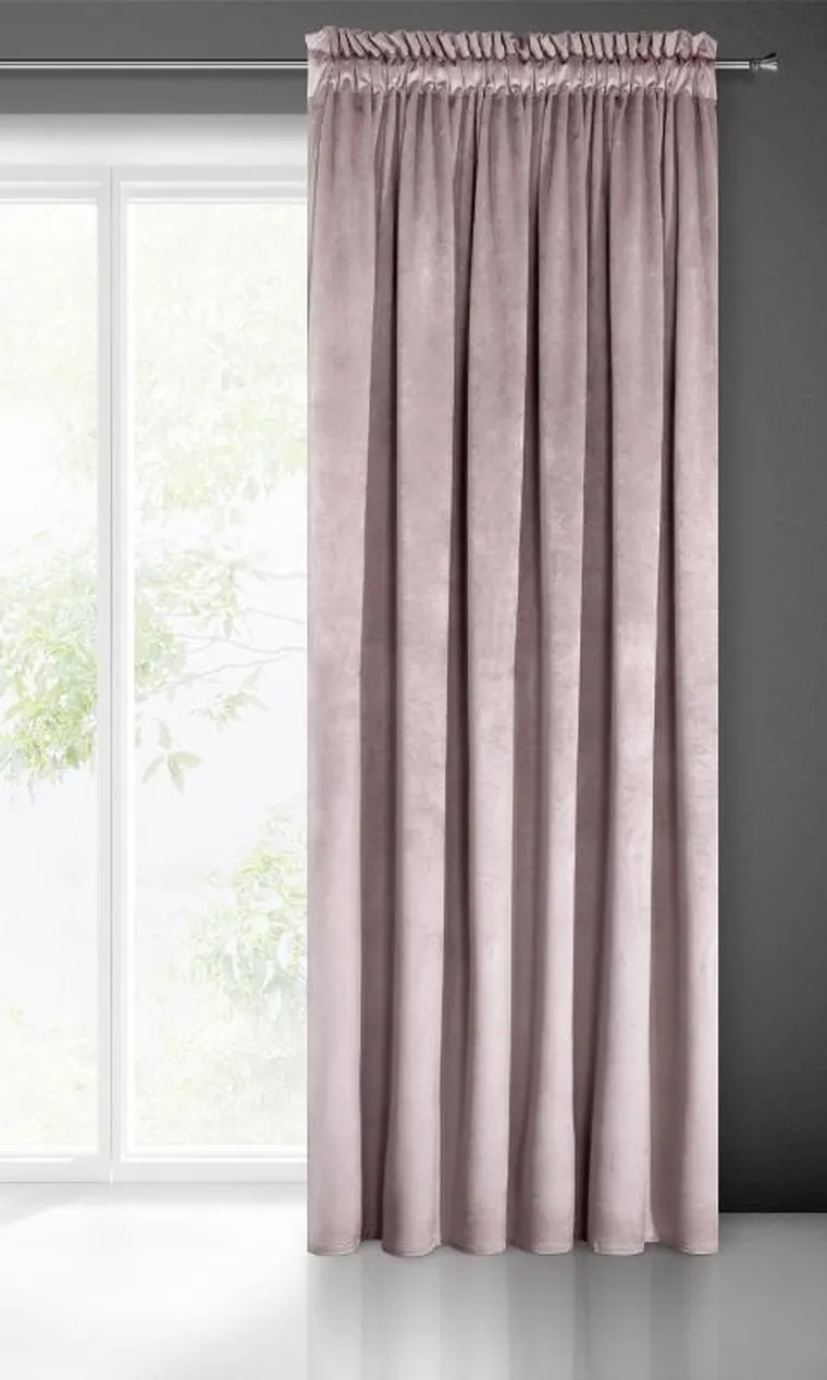 Eurofirany, zasłona zaciemniająca gotowa, na taśmie, Melanie, 140-270 cm, pudrowy