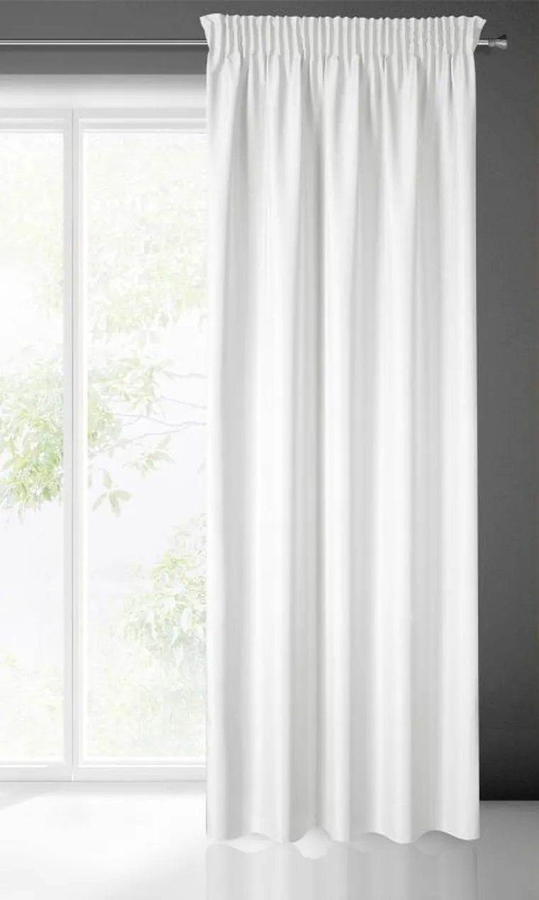 Eurofirany, zasłona zaciemniająca gotowa, na taśmie, Rita, 140-270 cm, biały