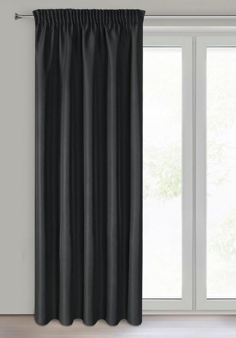 Eurofirany, zasłona zaciemniająca gotowa, na taśmie, Rita, 140-270 cm, czarny