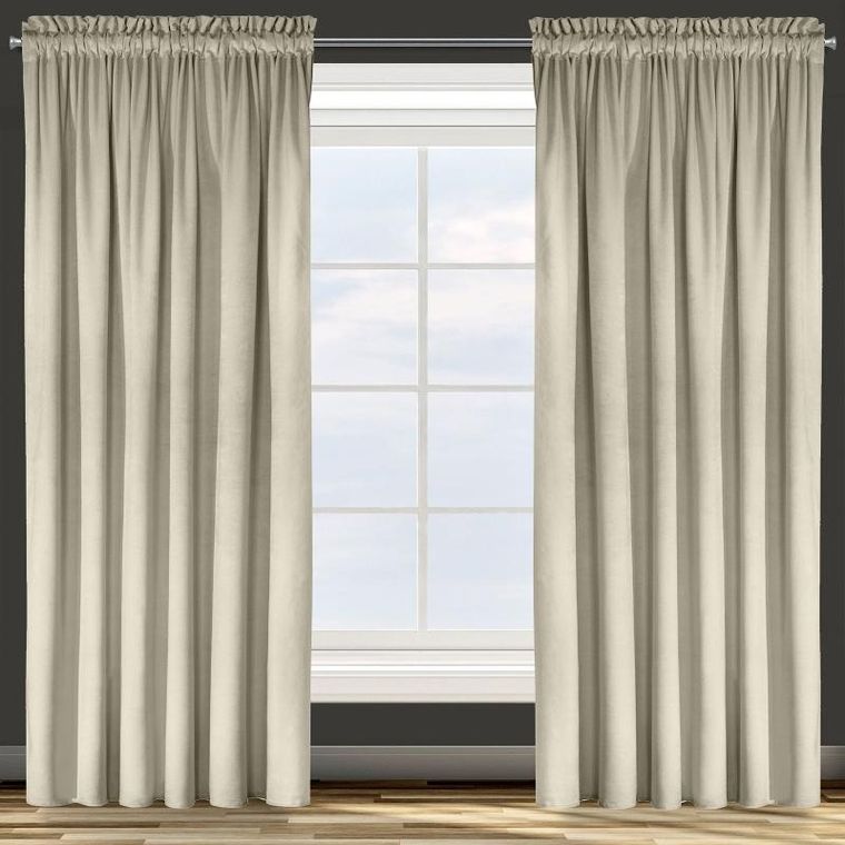 Eurofirany, zasłona zaciemniająca gotowa, na taśmie, Rosa, 140-270 cm, beżowy