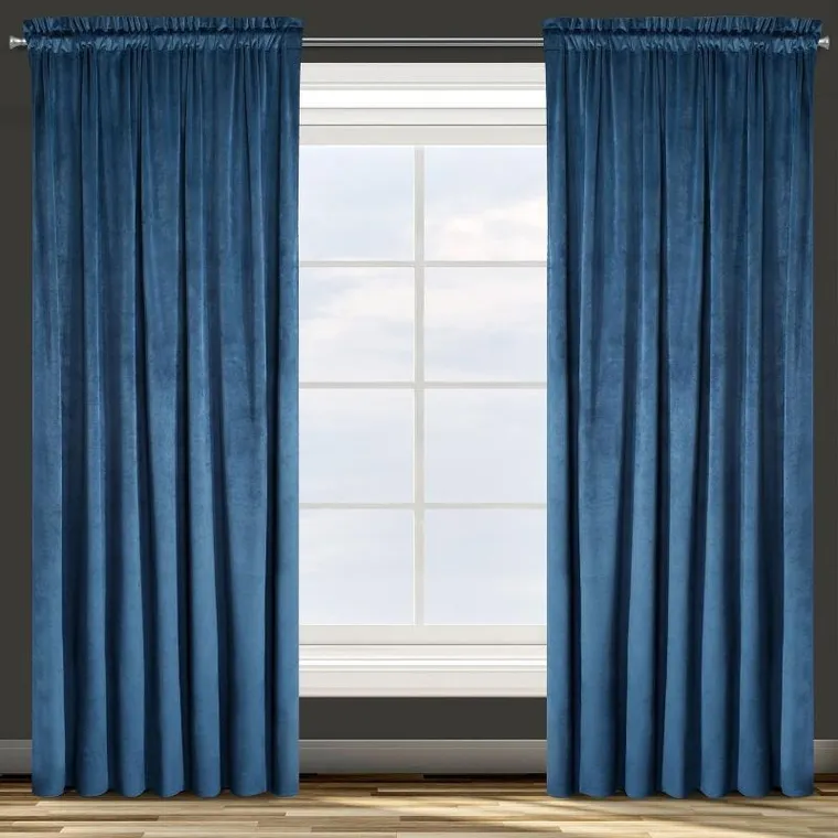Eurofirany, zasłona zaciemniająca gotowa, na taśmie, Rosa, 140-270 cm, granatowy