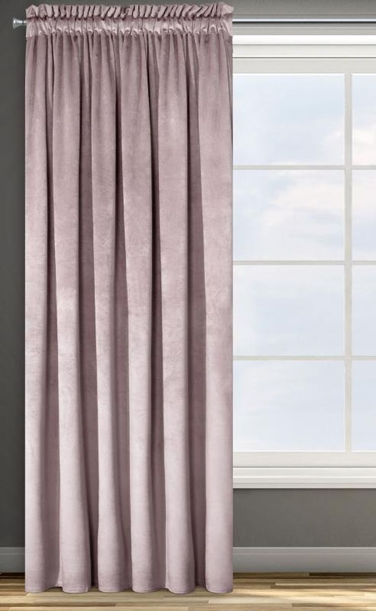 Eurofirany, zasłona zaciemniająca gotowa, na taśmie, Rosa, 140-270 cm, pudrowy