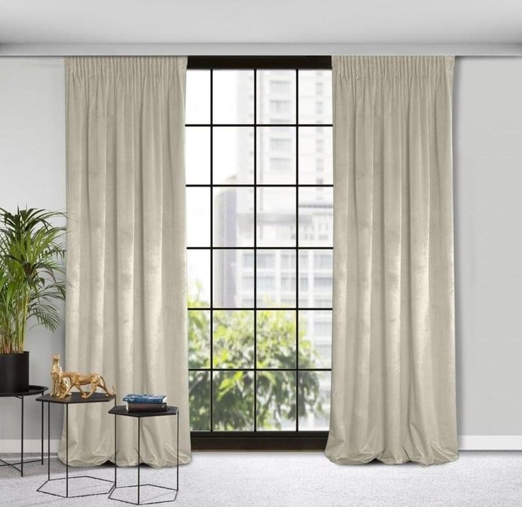 Eurofirany, zasłona zaciemniająca gotowa, na taśmie, Rosa, 140-300 cm, beżowy